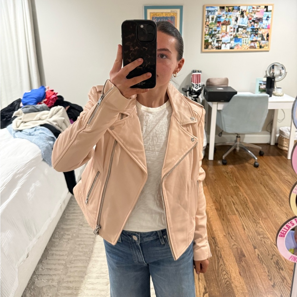 Lamarque Light Pink Leather Jacket
